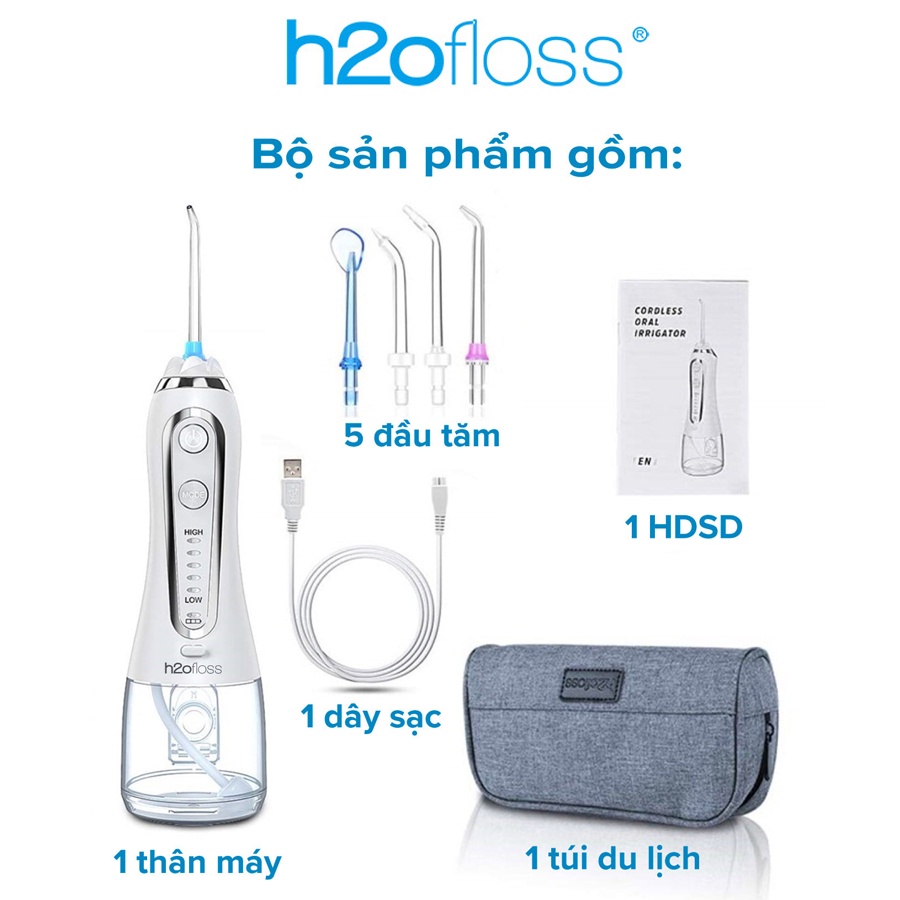 [Công Nghệ Chống Nước IPX7] Máy Tăm Nước Cầm Tay Cao Cấp H2OFLOSS HF-6P | Hàng Chính Hãng - Bảo Hành 12 Tháng