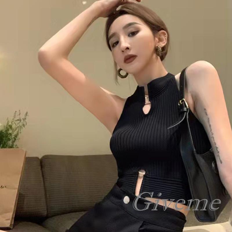 Áo Croptop Sát Nách Phối Màu Thời Trang Xuân Thu Cho Nữ