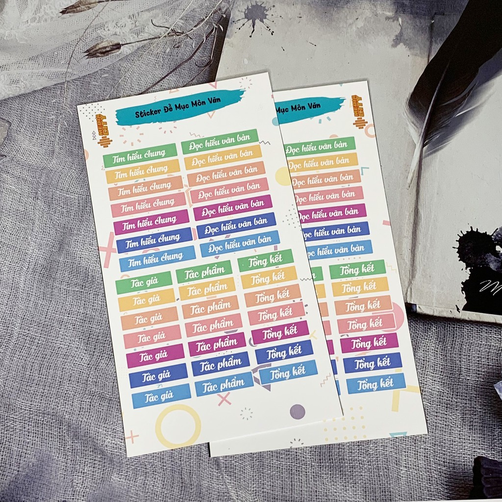 Sticker Đề Mục Môn Văn, Môn Tự Nhiên 🌈𝑭𝒓𝒆𝒆𝒔𝒉𝒊𝒑 Sticker Nhãn Vở Ham Học 🍃 Decal Vinyl Trong 🍂