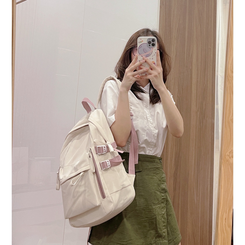 BL153-154/Balo Đi Học Nữ Nam Unisex Balo Thời Trang Basic Chống Thấm Nước Đựng Vừa Laptop 13inch