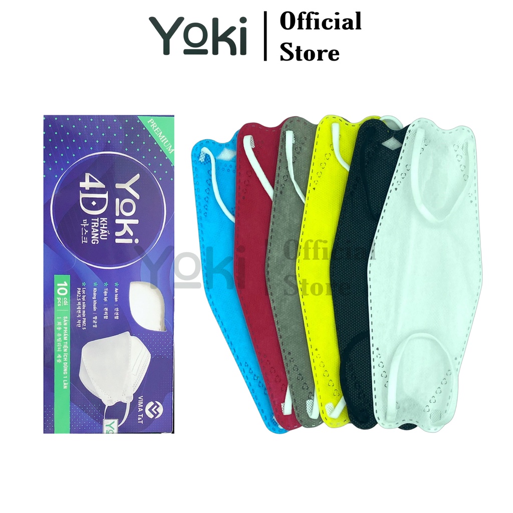 Hộp 10 cái khẩu trang 4D Yoki  KF94 4 lớp kháng khuẩn chống bụi mịn PM2.5