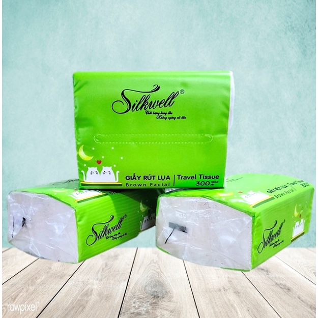 Combo 3 Bịch Giấy Ăn Gấu Trúc Silkwell 300 Tờ