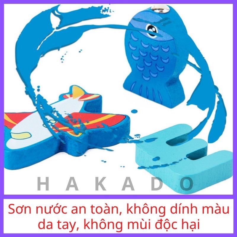 Bộ bảng gỗ câu cá và ghép hình học,chữ số,chữ cái,đồ chơi phát triển trí tuệ cho bé SAPO KIDS