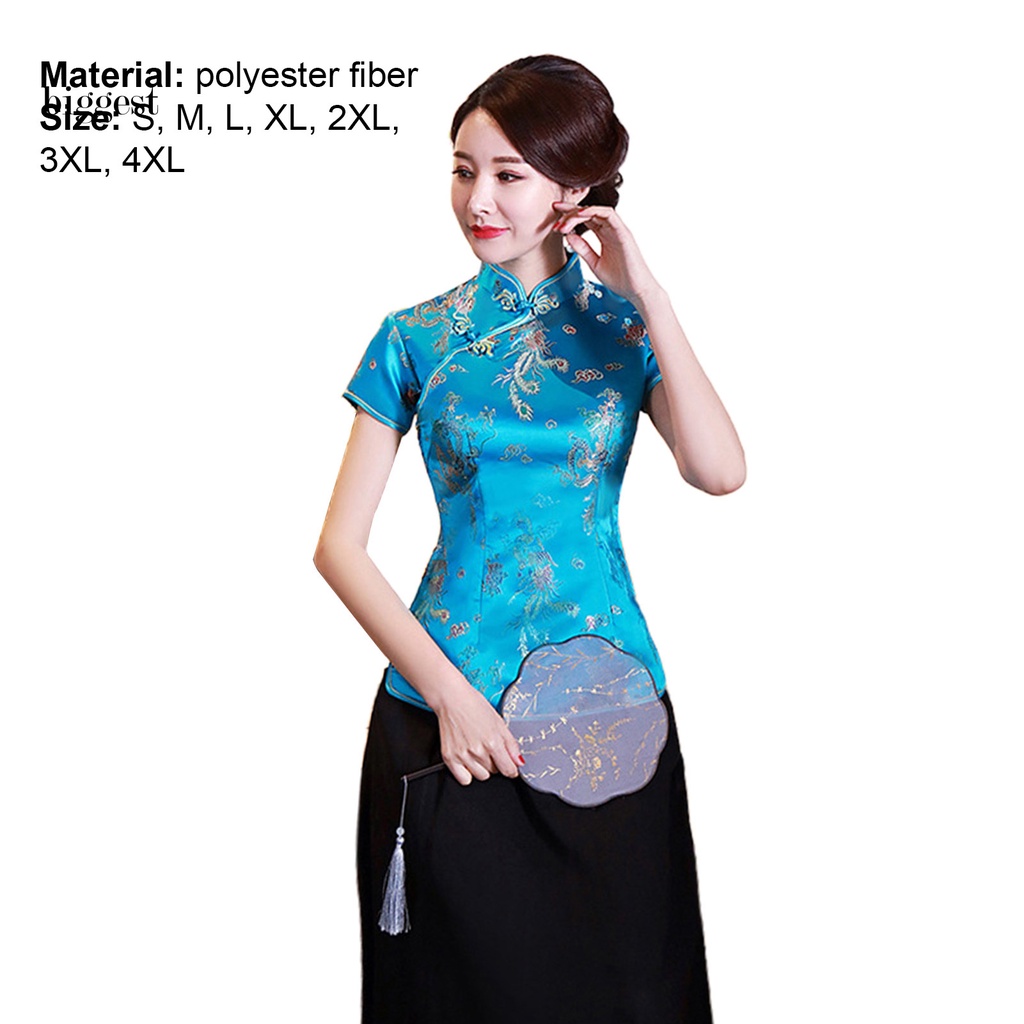 Áo Kiểu Sườn Xám Cổ Đứng Phong Cách Trung Hoa Cho Nữ