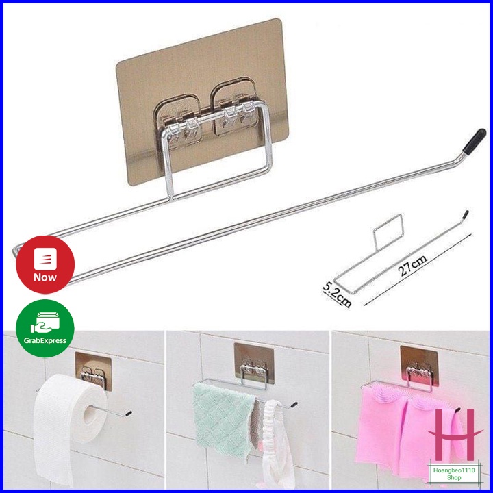 Giá inox treo cuộn giấy - khăn lau dán tường - Móc dán tường treo cuộn giấy