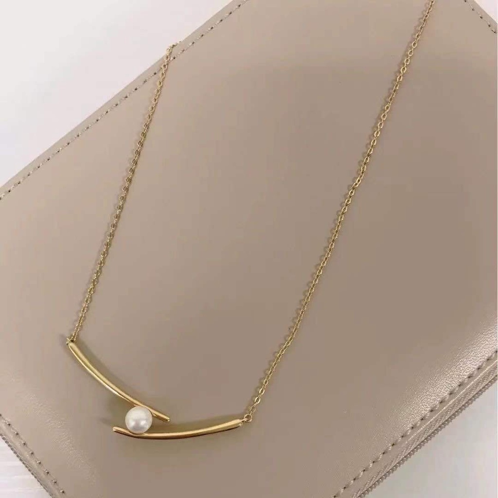 [Spot] Super Beauty S925 Sterling Sterling Silver Chopstick Necklace Women Wishbone Chain Net Red Pearl High Quality Chain Light Luxury Small Neck To Send Girlfriends