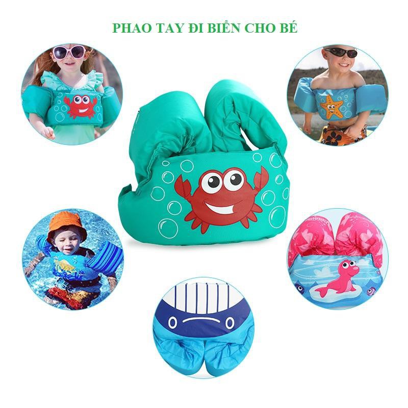 [Xả kho + free ship] [Áo phao bơi liền tay liền ngực cho bé