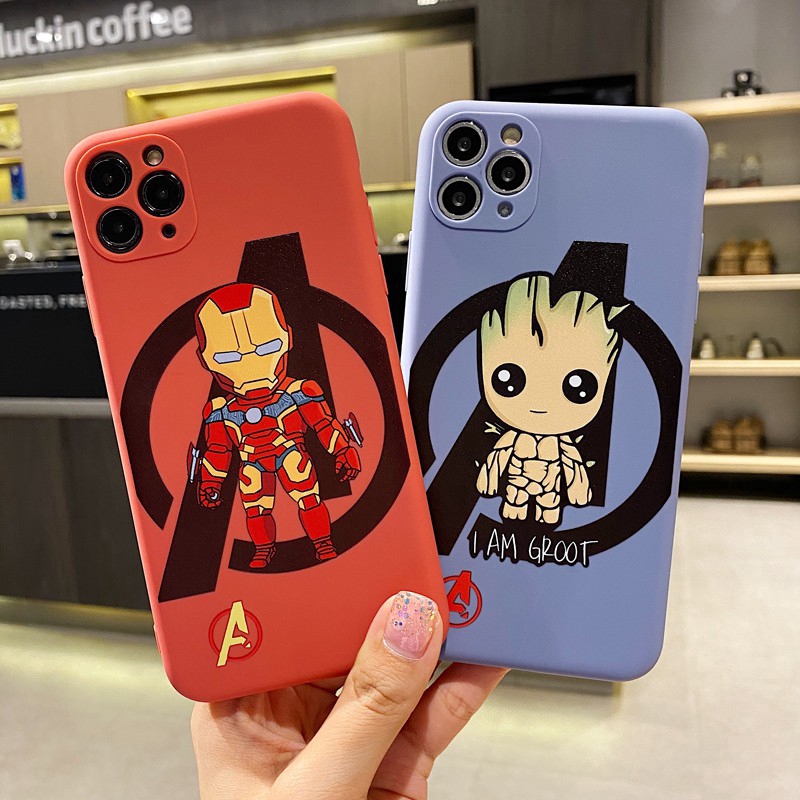 Ốp điện thoại silicone mềm siêu mỏng chống sốc in hình Marvel dành cho iPhone 7/8 Plus XS XR 11 Pro MAX