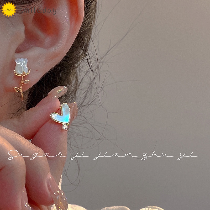 Bông Tai Hình Trái Tim Đính Đá Thời Trang Cho Nữ