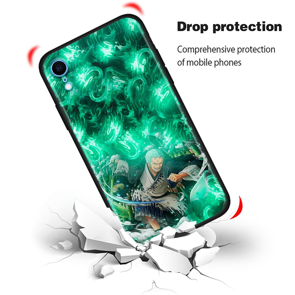 Ốp Điện Thoại Silicon Mềm Viền Đen Hình One Piece Zoro Cho iPhone 11 12 13 Pro Max Mini