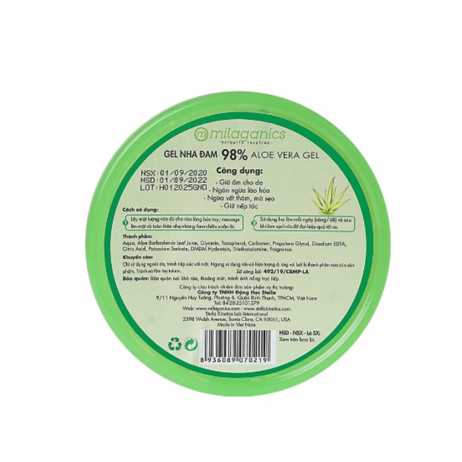 Gel Nha Đam milaganics 300ml