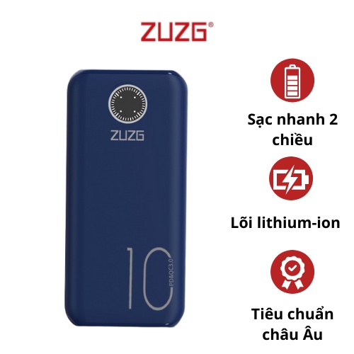 Sạc dự phòng 10000mah ZUZG sạc nhanh 2 chiều PD 22.5w tốc độ cao J36C