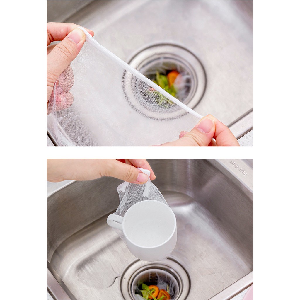 Gói 100 Túi Lọc Rác Bồn Rửa Bát , Đựng Thức Ăn Thừa, Túi Lưới Lọc Rác Tiết Kiệm