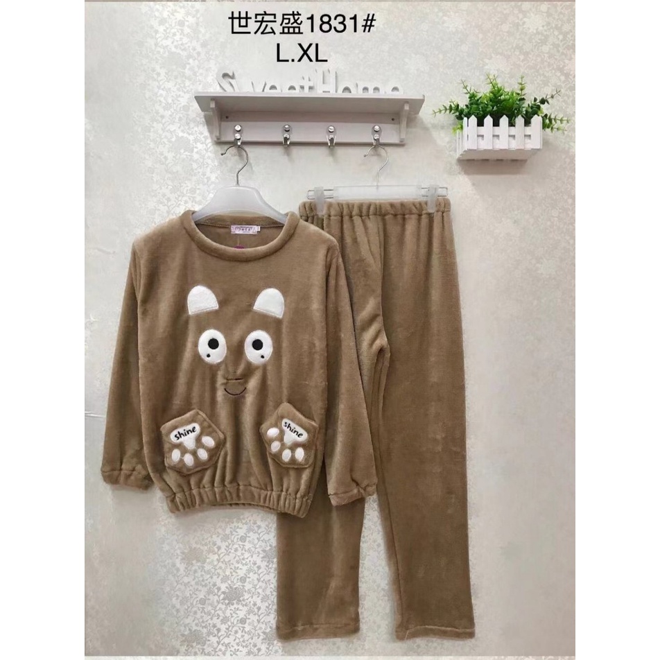 Bộ ngủ lông hình gấu CAO CẤP siêu dễ thương - bộ đồ ngủ mặc nhà