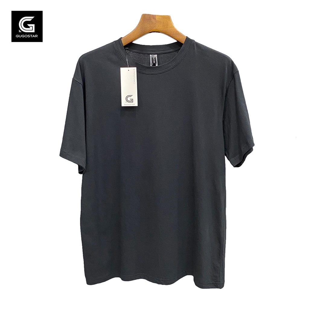 Áo Thun Trơn Oversize (Form Rộng) Unisex Gugostar G450, Chất Cotton Mỏng Mát Co Giãn 2 Chiều, Thấm Hút Mồ Hôi