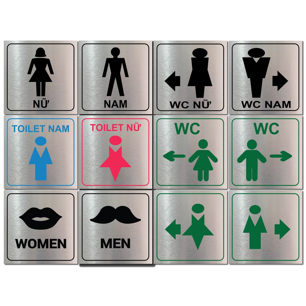 Biển báo WC nam nữ cao cấp, biển chỉ dẫn nhà vệ sinh WC, biển báo toiet, biển chỉ dẫn toilet nam, nữ Cao cấp