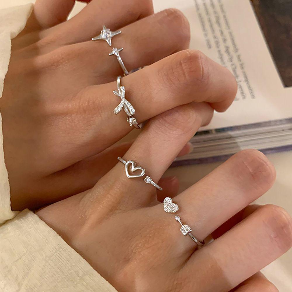 Nhẫn VANES1 Có Thể Điều Chỉnh Kích Cỡ Kiểu Dáng Đơn Giản Thời Trang|Nhẫn Hở Hình Nơ Xinh Xắn Thời Trang Cho Nữ