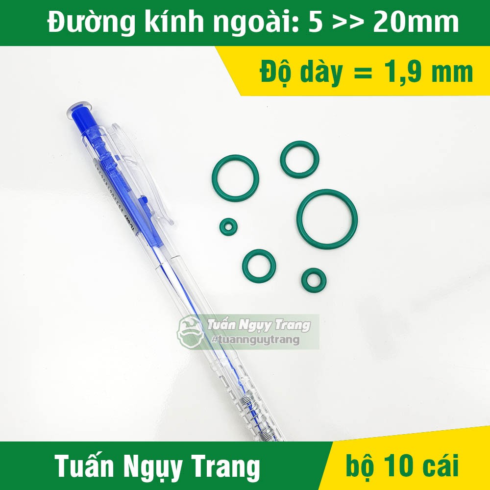 Oring xanh FKM [Dày = 1,9mm] * [5,6,7,8,9,10,11,12,13,14,15,16,17,18,19,20mm] - Gioăng sim cao su xanh chịu áp | BigBuy360 - bigbuy360.vn
