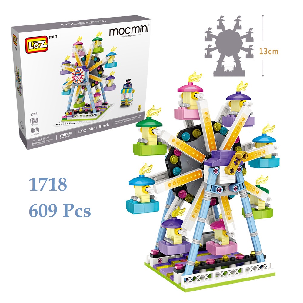 Đồ chơi lắp ráp building blocks LOZ mô hình động cơ-Pirate ship-ferris wheel-Rotating the plane-merry-goround-Doll