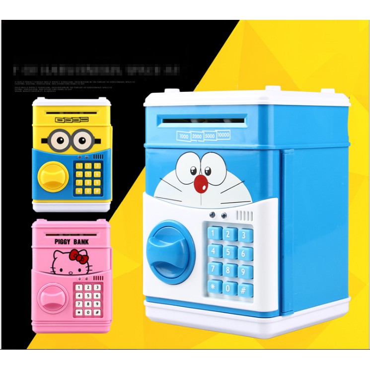 Két sắt mini hình Hoạt Hình DOREAMON, KITTY, MINION SIZE LỚN