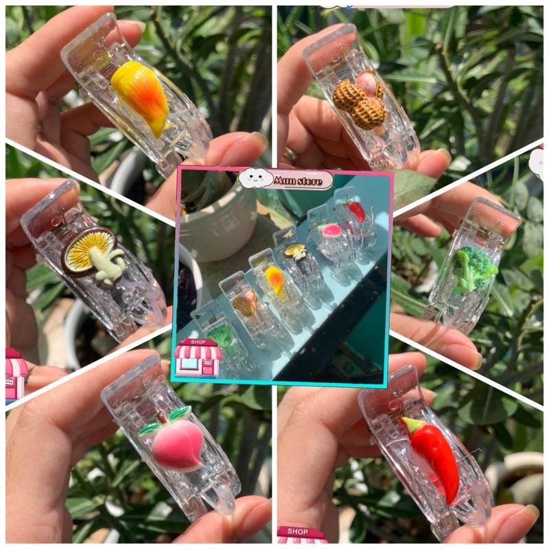 Kẹp càng cua ba răng rau củ trong suốt siêu đáng yêu 🥰 [100% ảnh shop tự chụp hàng giống mẫu]