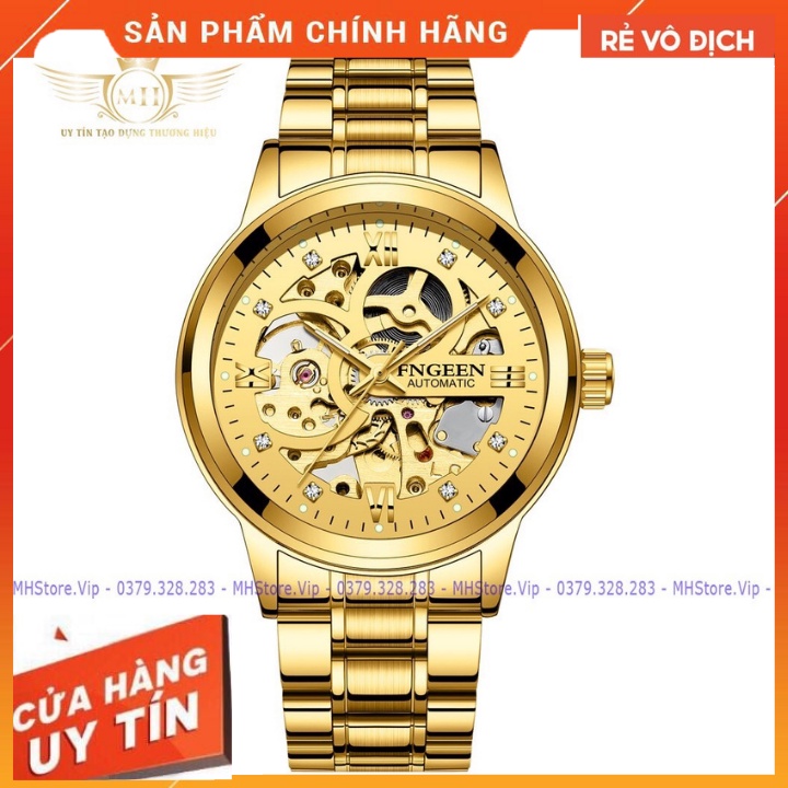 Đồng Hồ Cơ Nam Fngeen 6018  Đính Đá Sang Trọng , Chống Nước , cơ lộ máy chính hãng sang trọng, bảo hành 12 tháng