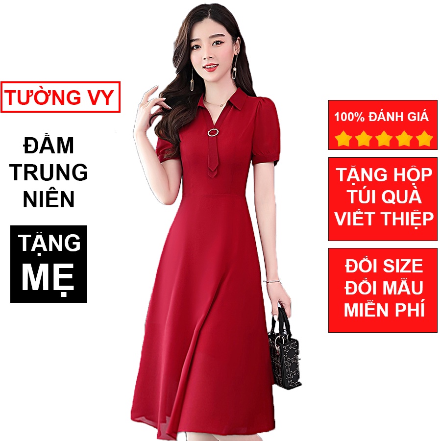 Đầm trung niên sang trọng cho mẹ bigsize thiết kế dáng suông đẹp cao cấp dự tiệc TV19 - TƯỜNG VY FASHION