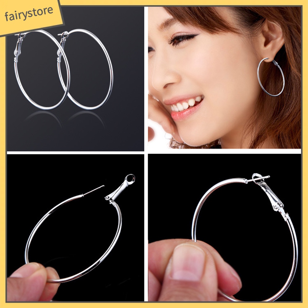 Đôi khuyên tai hợp kim dáng tròn lớn thời trang dành cho nữ