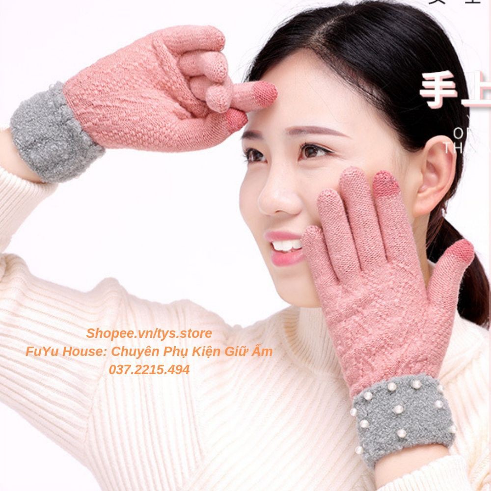Găng tay len nữ giữ ấm thu đông phong cách Hàn Quốc cảm ứng mềm mại đáng yêu - FuYu House