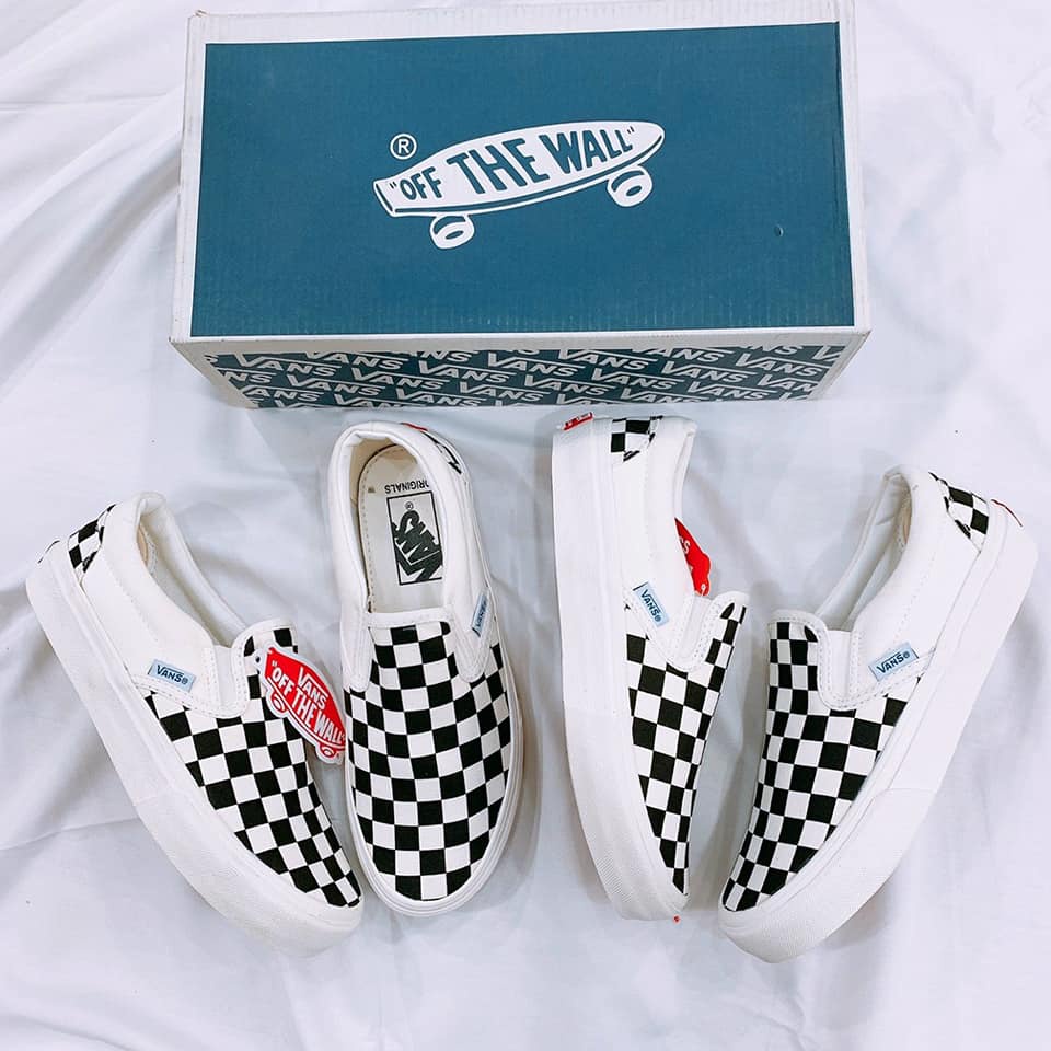 Giày Vans Caro, Giày sneaker Vans Classic Slip On Checkerboard Hàng Chuẩn Full Box