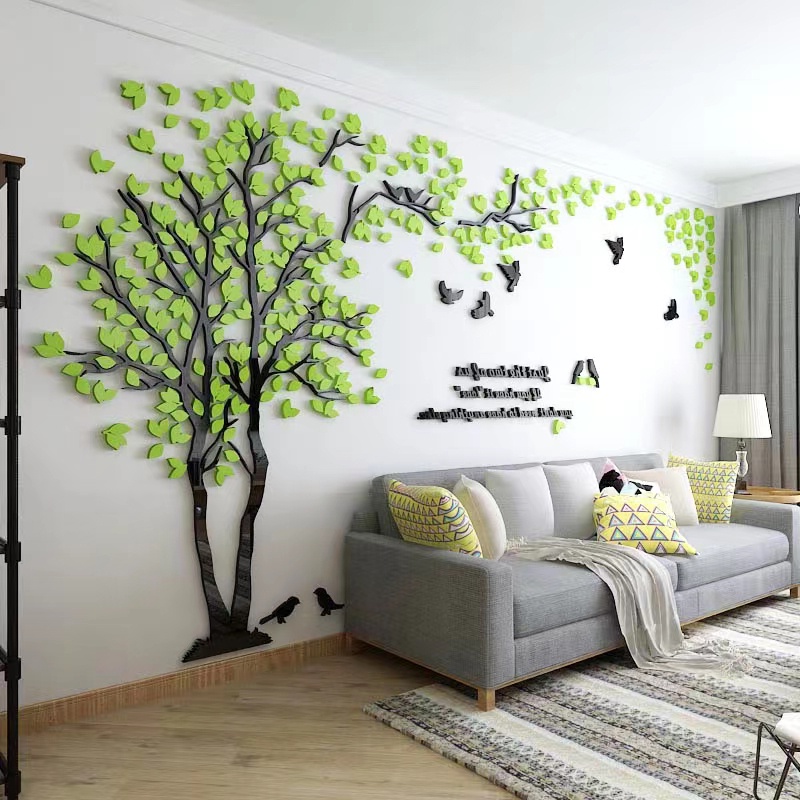 Miếng Dán Tường Trang Trí Phòng Khách / Phông Nền TV Hình Cây Cặp Đôi 3D Bằng