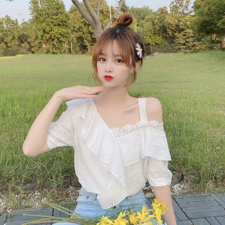 Áo Voan Trễ Vai Tay Ngắn Thời Trang Dành Cho Nữ