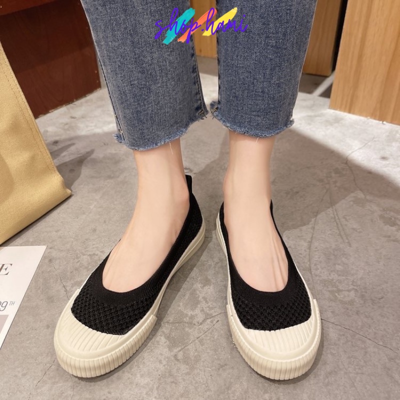 Giày Slip On Nữ Đẹp Ôm Chân Thoáng Khí Siêu Xinh Với 2 Màu : Đen, Nâu Sữa Có Đủ Size Từ 35-40 SHOP HAMI G35