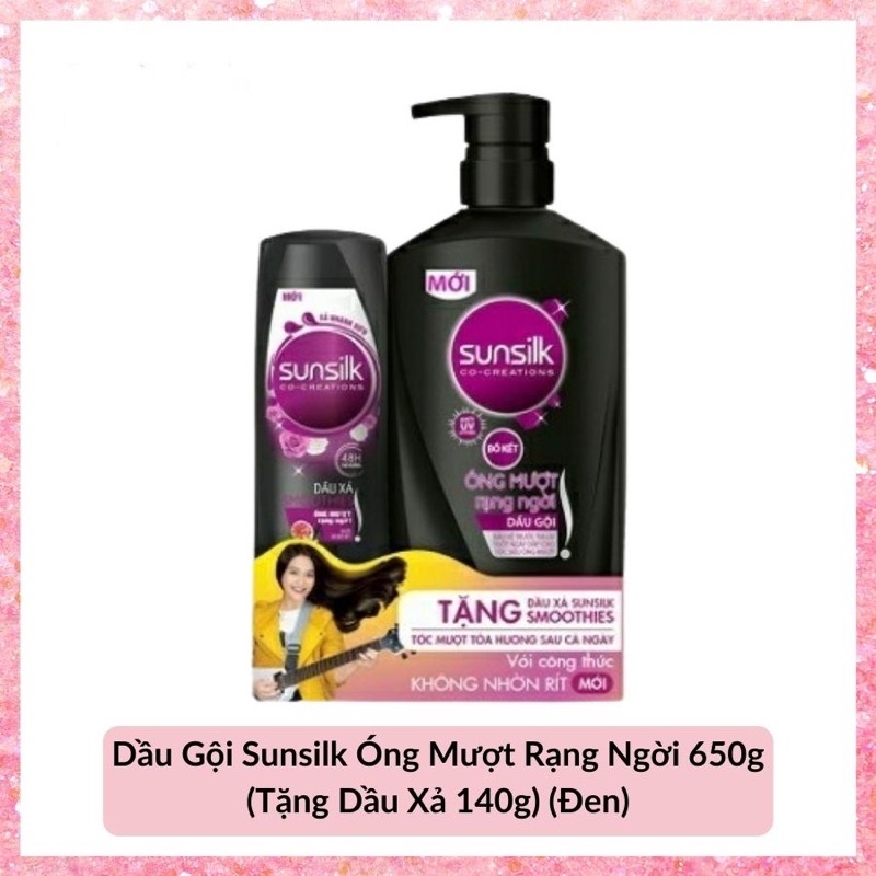DẦU GỘI ĐẦU SUNSILK BỒ KẾT ÓNG MƯỢT DẦU GỘI 650G TẶNG KÈM CHAI XẢ hoặc GỘI 140g HOẶC KHĂN MẶT
