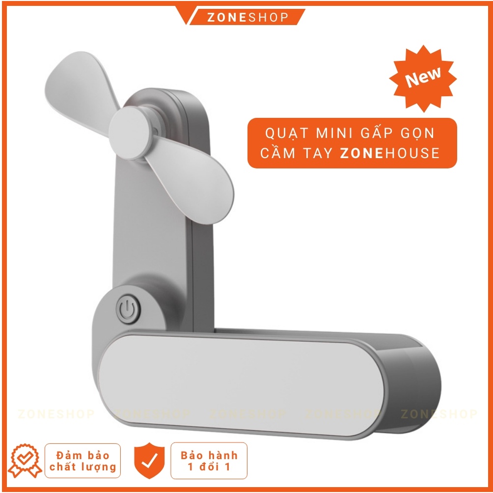 Quạt mini cầm tay gấp gọn sạc pin Xiaomi, 2 tốc độ gió, cổng USB, quạt cầm tay và để bàn tiện lợi ZONESHOP