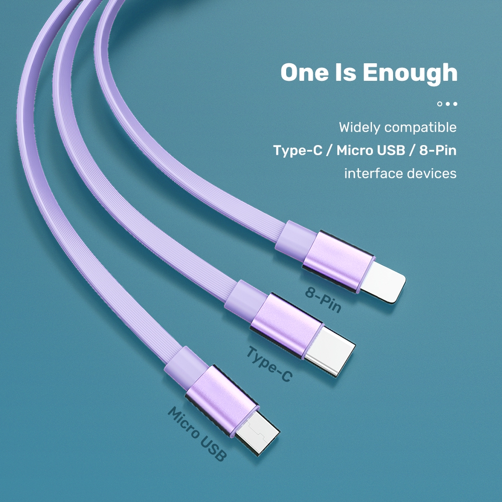 Cáp Sạc TOPK AN25 3 Trong 1 Micro USB Loại C Thể Thu Vào Cho iPhone X XS MAX