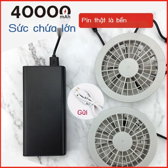 Quạt quần áo điều hòa gió lớn trọn bộ phụ kiện Cáp nguồn USB 5 vôn đen trắng xám sạc đa năng kho báu