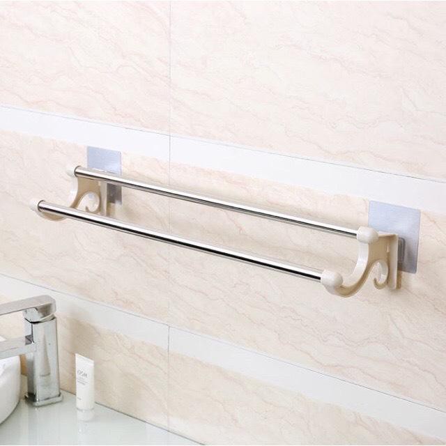 [SIÊU BỀN] GIÁ TREO KHĂN NHÀ TẮM NHÀ BẾP 2 TẦNG KHÔNG CẦN KHOAN VÍT - CHỊU LỰC, CHỊU NHIỆT, KHÔNG GỈ, XÀI CỰC BỀN