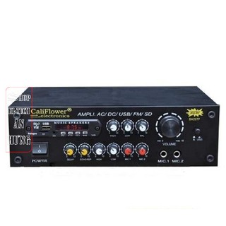 Ampli mini CaliFlower BX 2277 250W, điện 12V/220V, USB, Remote + Tặng cable AV