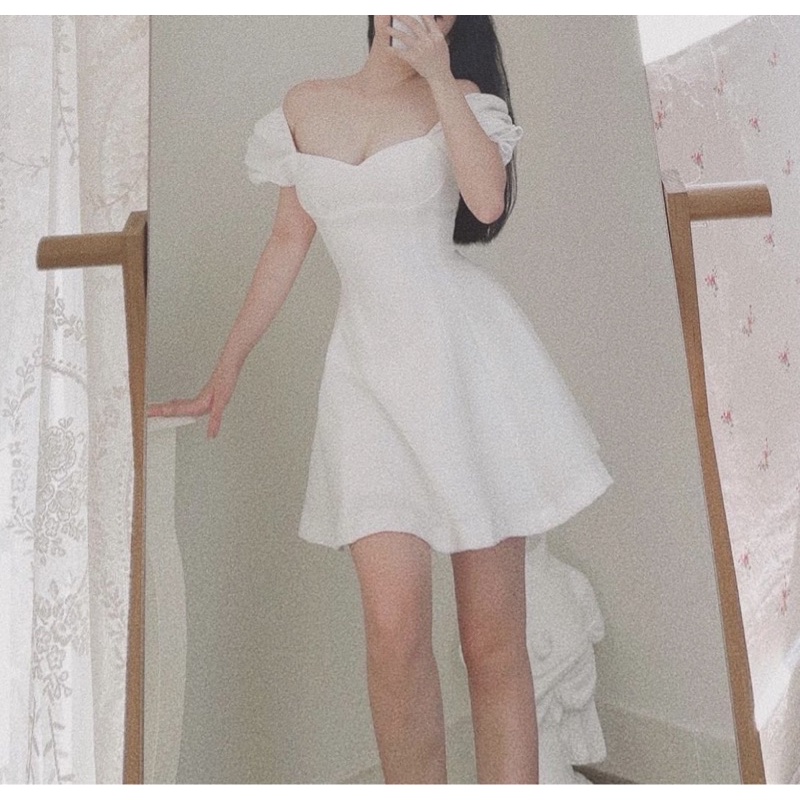 ĐẦM CÚP NGỰC TAY PHỒNG NƠ 3 MÀU