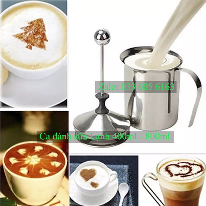 Ca Đánh Sữa Lạnh 400ml hoặc 800ml bằng Inox pha chế Latte - Ca Đánh Sữa Lạnh 800ml bằng Inox pha chế Latte