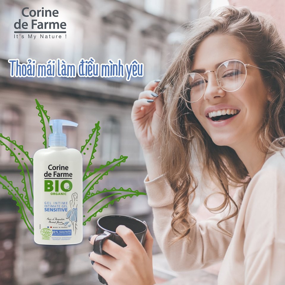 Gel vệ sinh phụ nữ Corine de Farme BIO Organic Intimate Gel Sensitive 250ml