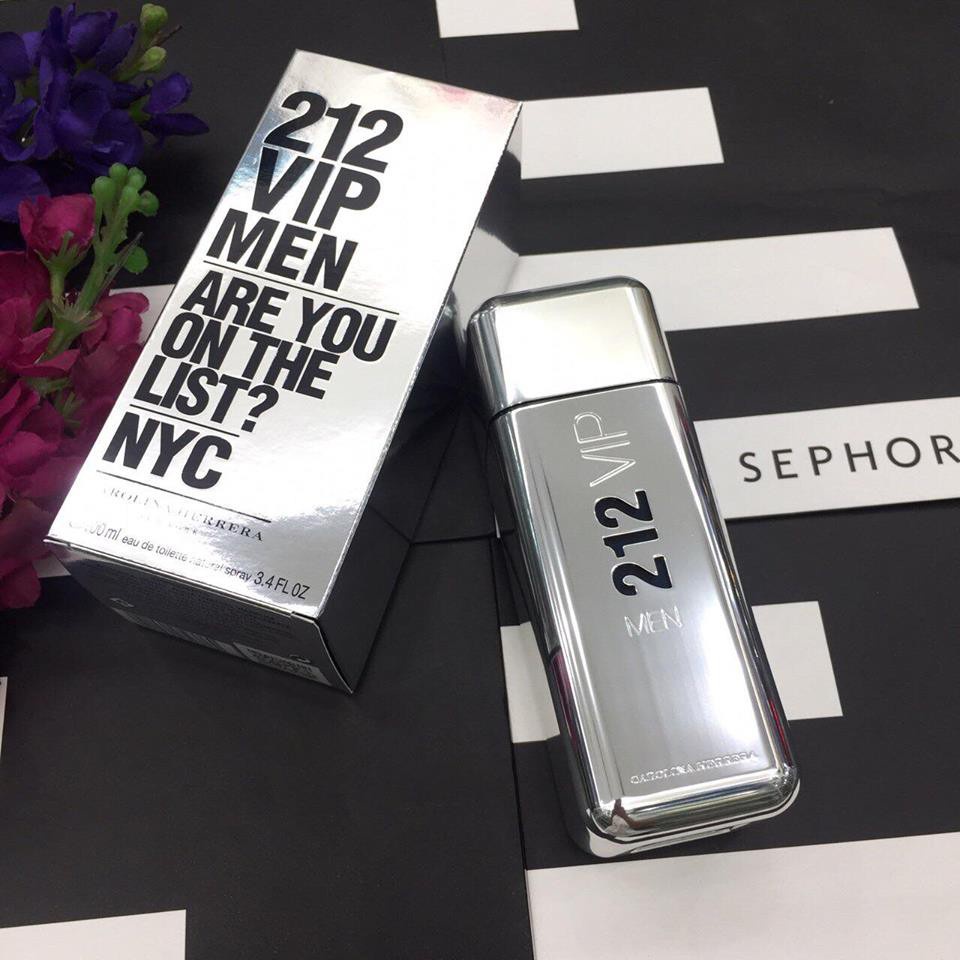 Nước hoa Nam Cao Cấp 212 VIP MEN CAROLINA HERRERA Bạc 100ml Sành điệu Sang Trọng Lôi Cuốn - Lưu hương từ 8 -12 tiếng