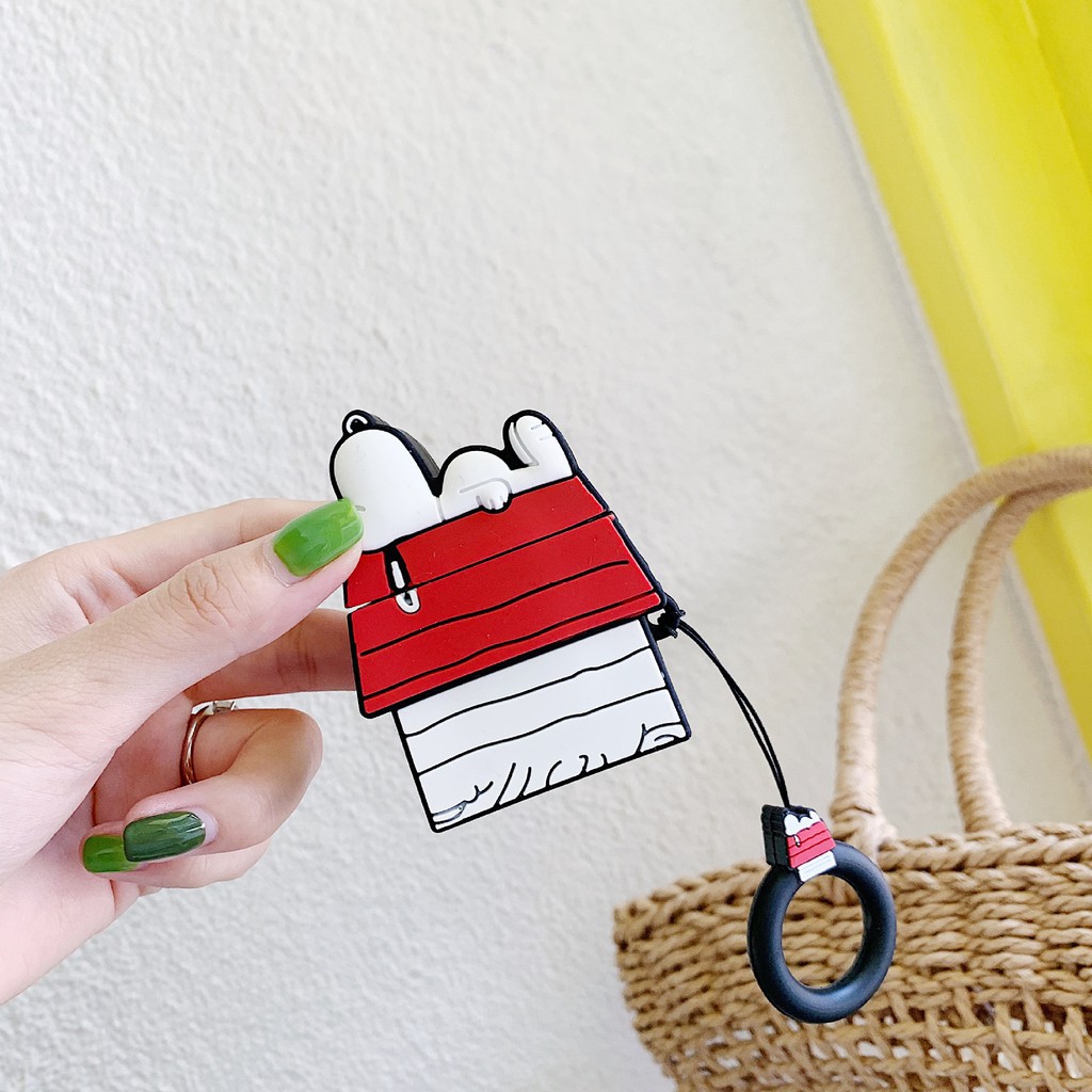 Vỏ silicon bảo vệ hộp sạc tai nghe bluetooth không dây airpods 1/2/pro hình ngôi nhà và chú chó Snoopy