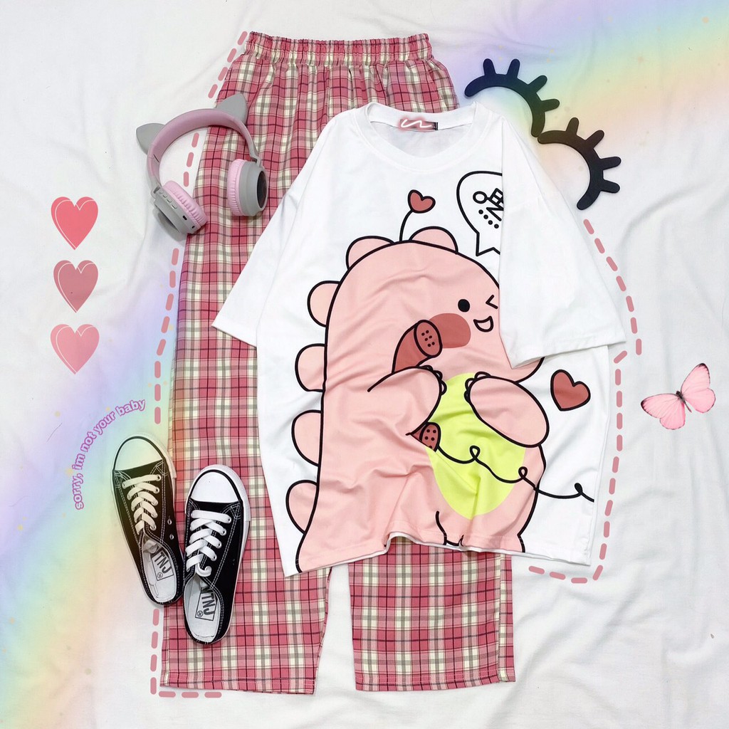 Set Đồ Bộ Nữ Quần Caro Kate Ống Rộng NHIỀU MẪU 01 * Đồ Bộ Hoạt Hình Freesize S.I.Z Fashion | BigBuy360 - bigbuy360.vn