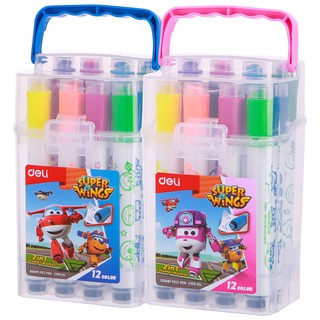Bút lông màu nước (có dấu hình) 12 màu / 24 màu DELI | EC10904/EC10924 - SUPER WING