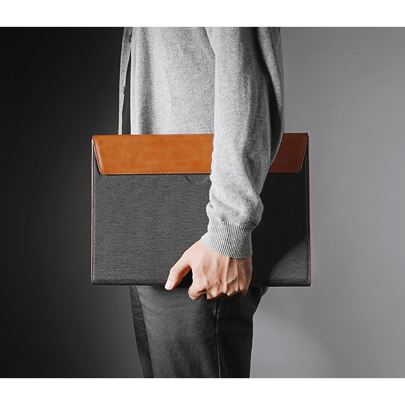 TÚI CHỐNG SỐC TOMTOC (USA) PREMIUM LEATHER FOR MACBOOK PRO 13″ NEW/AIR 13″ 2018 GRAY – H15-C02Y - HÀNG CHÍNH HÃNG