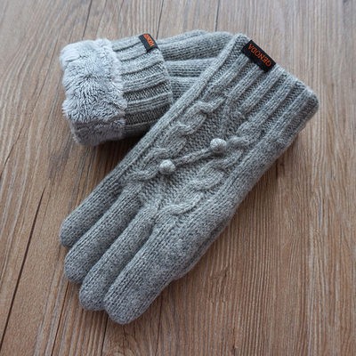Găng tay len giữ nhiệt dày dặn mùa đông của bà GENODA golinda màn hình cảm ứng hai lớp đan len cưỡi