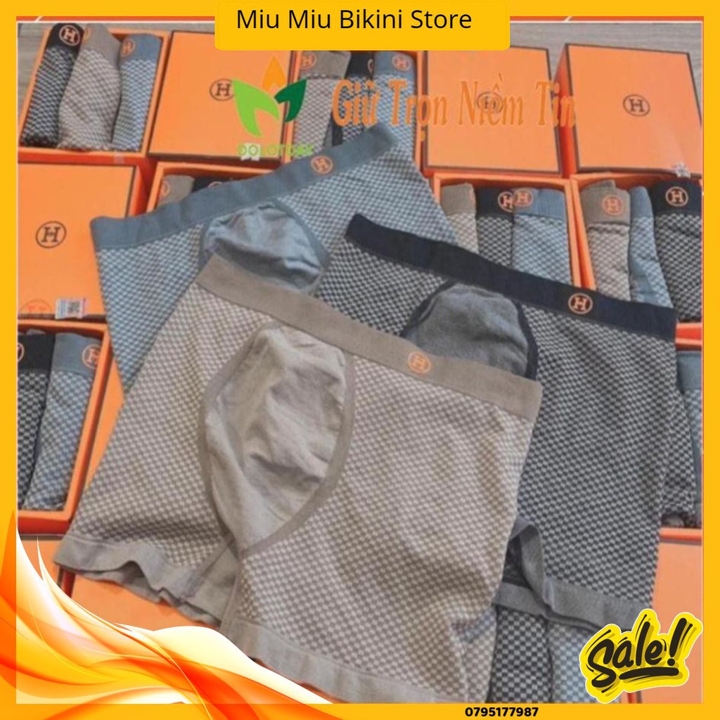 Hộp 3 quần lót nam boxer co giãn chữ H, Quần sịp đùi nam (Giá Sốc)