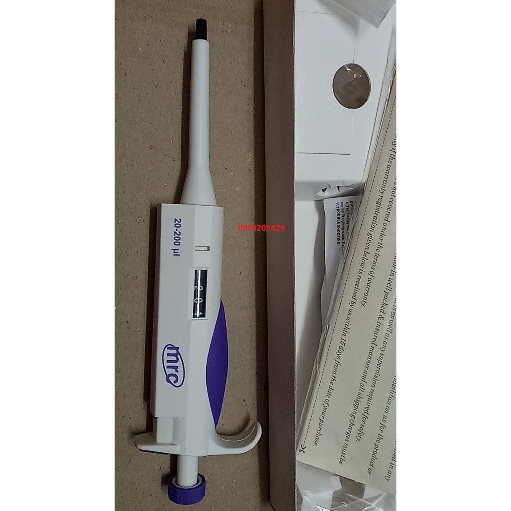 Pipet tự động - Pipet man - Micropipet đơn kênh dải đo từ 20-200μl của hãng MRC